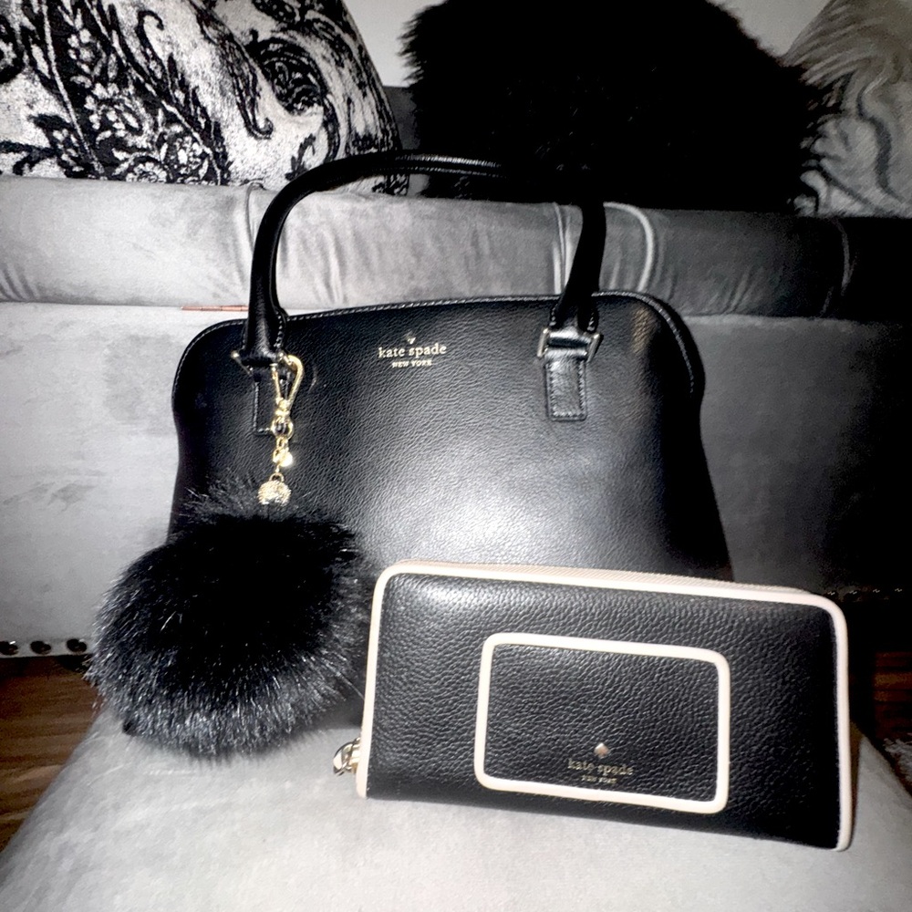 Kate Spade Greene Street Mariella Leather Purse in Black With Matching Wallet.